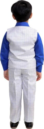 Image of Kids Suit Set for Boys, Waistcoat Shirt Pants, White and Blue, Children's