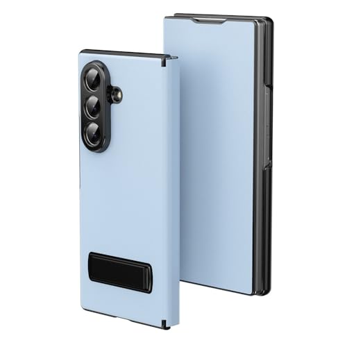 Protection Galaxy Z Fold 7 étui rigide rabat cuir bleu pastel rigide