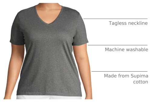 Image of Lands' End Women's Supima V-Neck T-Shirt | American-Grown Supima Cotton, Relaxed Fit, Straight Hem, Tagless, Layering, Petite and Plus Sizes