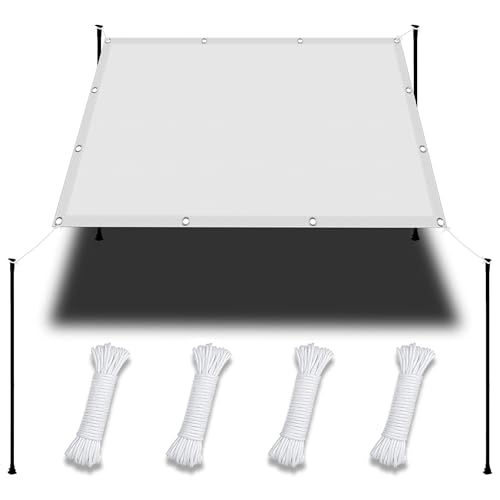 Voile d'ombrage rectangulaire 1.8x4.5m en polyester blanc résistant pour terrasse - 2