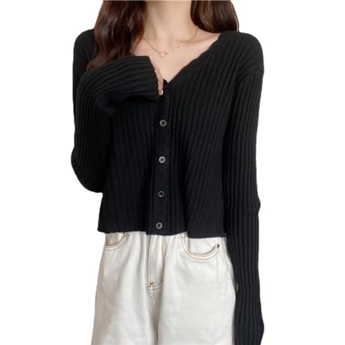 Slim Long Sleeve Chunky Knitted Cardigans Tops Trendy Button Down Sweater