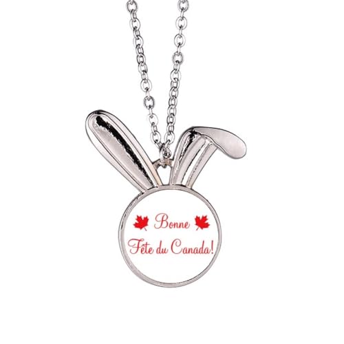 Collier lapin érable Canada Day pendentif bois thématique commémoration juillet