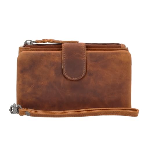 Harper RFID Distressed Leather Wallet with ID Slots and Coin Pouch (Distressed Brown)