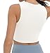 V VOCNI Nursing Tank Tops Breastfeeding Crew Neck Sleeveless Nursing Sports Bra Workout Crop Top White X-Large