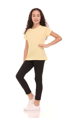 Image of Pink Angel Girls' 8-Pack Cotton T-Shirts - Crew Neck Short Sleeve Tees, Solid Color Multipack, Sizes 4-16
