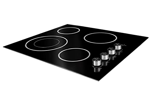 FORTÉ F24CC4B Electric Cooktop, Built In Stove Top with Electric Burners for Cooking, 4 Burner, 24 Inch Cook Top, Ceramic Cooktop, Black Top Wall Oven, Glass Ceramic with Hot Surface Indicator