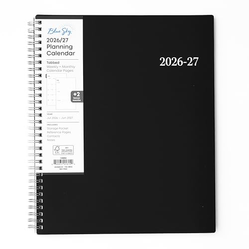 Blue Sky 2026-2027 Weekly and Monthly Academic Year Planner Calendar, July 2026 - June 2027, 8.5' x 11', Flexible Cover, Wirebound, Laminated Tabs, Enterprise