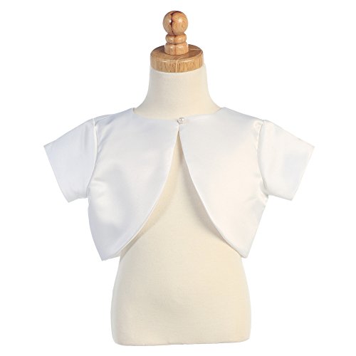 Lito Little Girls White Satin Special Occasion Bolero Shrug2