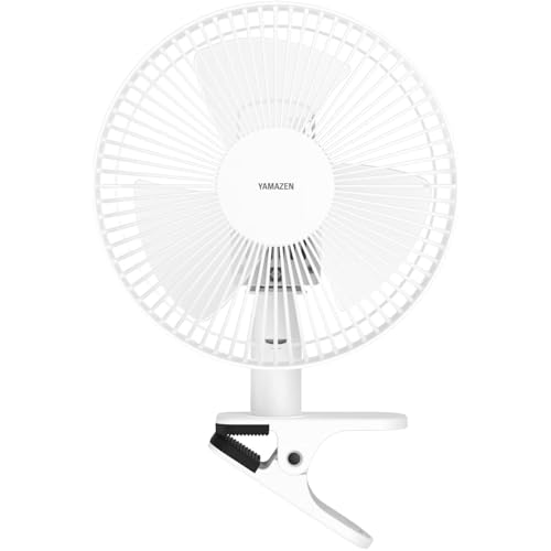 [山善] クリップ 扇風機 ワイドタイプ 卓上扇風機 小型 左右首振り 360度風向き調節 風量2段階調節 スライドスイッチ ホワイト YCS-E233(W)の商品画像（Amazon）