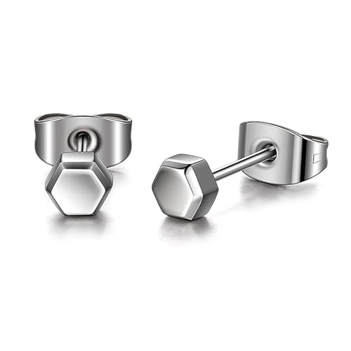 TGNEL Titanium Mens Earrings Stud | Pure Titanium Earrings for Sensitive Ears | Fashion Helix Cartilage Earring for Multiple Piercing Hypoallergenic