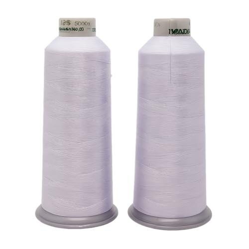 Madeira White Embroidery Thread 5500 Yards Huge Spool Premium Polyester Thread for Machine Embroidery Ideal for Commercial and Home Use All-Purpose Sewing Cone 2-Pack ALMADI