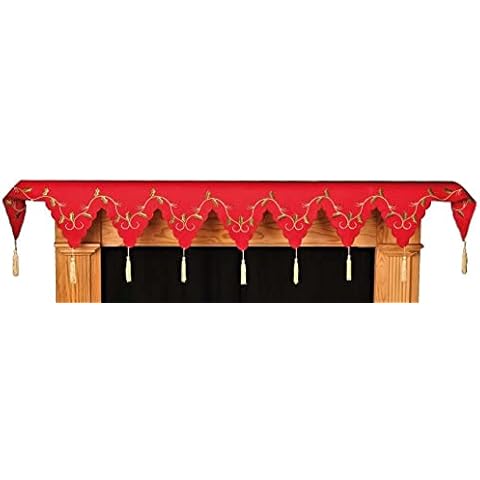 seaquin Christmas Fireplace Mantle Runner in a Red Holly Vine Design 13 x 70 inch (14049) Cover