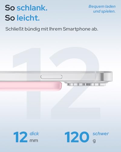 Powerbank für Magsafe, TRKOY Slim Magnetische Power Bank für iPhone 5000mAh, Schnellladung Kabellose Powerbank mit USB-C Ausgang, Externe Handyakkus für iPhone 17/16/15/14/13/12 Serie, Rosa 4