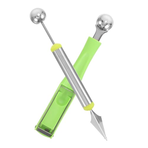 GRIRIW Melonball Scoop Ball Maker 2pc Watermelon Pulp Spoon Fruit Carving Salad Tool