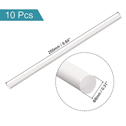 Image of MECCANIXITY ABS Plastic Rod Round Solid White Bar 8mmx250mm for DIY Model Material, Architectural Model Making, DIY Sand Table, Pack of 10