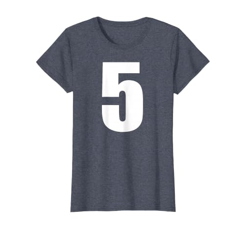 Number Five Numeral 5 Plain White Numbers T-Shirt, Women, Heather Blue, Small
