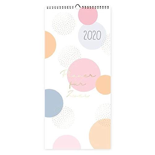 Planer für Zwei zum Aufhängen, Wandkalender 2020, Jahresplaner modern mit 3 Spalten, ab Dez 2019,