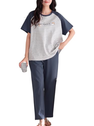 Image of Louis Luxe Womens Korean Night Dress|| Full Pyjama Set || Korean Nightsuit || Women Nightwear ||Round Neck Full Sleeve Nightsuit || Loungewear || Everyday Nightdress (ND-15)