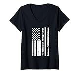 Womens Grimes County United States Distressed US Flag V-Neck T-Shirt