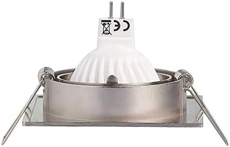 6X LED recessed Spotlight Set Square Silver 5 watts Neutral White 12V Flat (30mm) - MR16 recessed Light Swivel dimmable - 75mm Drill Hole recessed - Spot Ceilings - spotlights recessed