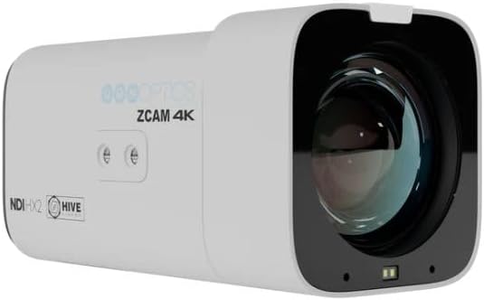 PTZOptics Studio 4K Camera with 20x Zoom, NDI HX2 Connectivity, Compact Construction, and 16x Digital Zoom (White)