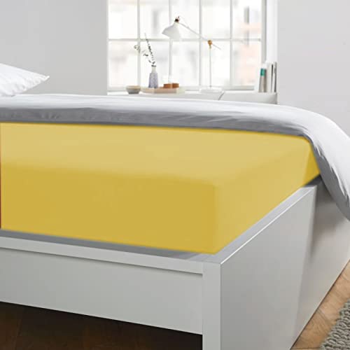 Lenzuolo Sotto Matrimoniale 180x200 Cm - Cotone 100% Italiano - Angoli Elasticizzati - Giallo - Foto 11