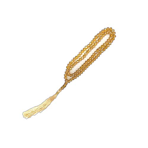 Image of Tasbih Islamic Salat Prayer Tasbeeh Crystal 100 Beads (Golden) For Unisex Adult
