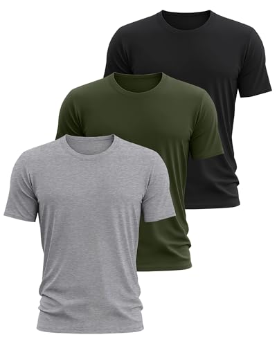 Neer 3 Pack Cotton Men's Big and Tall Shirts Summer Short Sleeve T-Shirts Basics Plus Size Crewneck Tee L-5XL2
