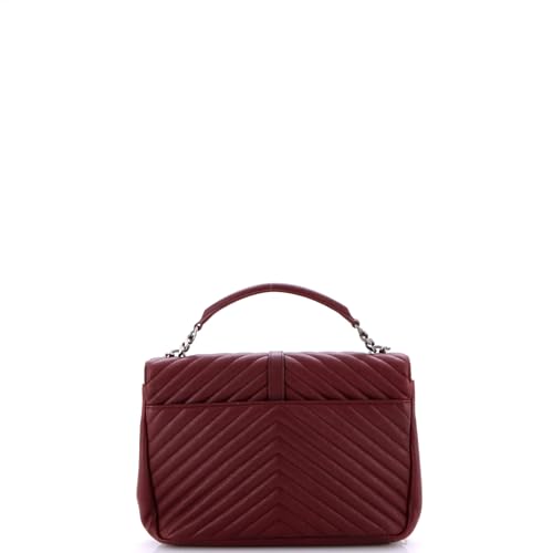 Saint Laurent, Pre-Loved Classic Monogram College Bag Matelasse Chevron Leather Large, Red3