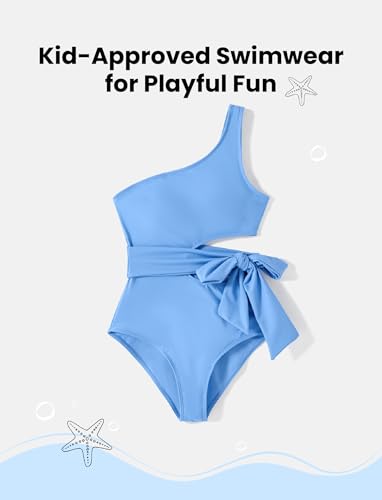 Image of PATPAT Family Matching Swimsuits: Mommy and Me One Shoulder Colorblock Bathing Suits One Piece Swimwear Sets