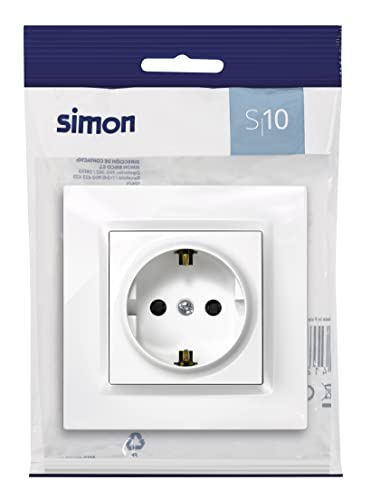 Miniatura 3 de Simon - Enchufe De Empotrar Schuko, Serie Simon 10, 250v, 16 A, Enchufe De Pared Plano Y Fino, Fácil De Instalar, Incluye Marco, Tapa Y Mecanismo, Base De Enchufe Hembra Color Blanco