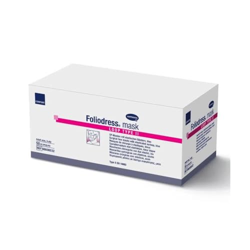 Foliodress Mascarilla Quirúrgica Mask Loop, Mascarilla Desechable, 50 Unidades
