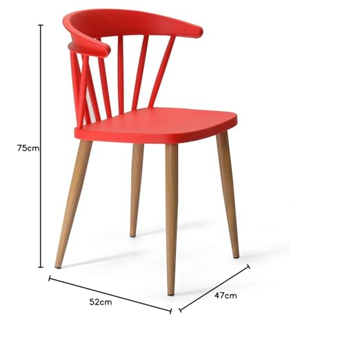 Image of Finch Fox Scandinavian Stylish & Modern Furniture Plastic Living Room Dining Chairs for Cafeteria Seating, Side, Kitchen, Restaurants, Hotels in Red Color (Set of 6)