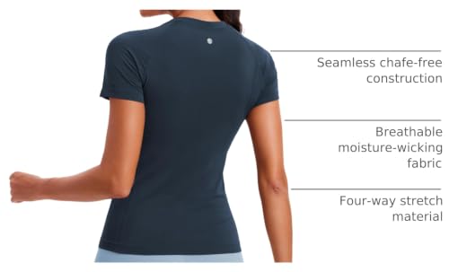 Image of CRZ YOGA Seamless T-Shirt Hip Length | Training, Chafe-Free, Slim Fit, Raglan Sleeves, Mesh Vents, Workout, Short Sleeve Tops for Women
