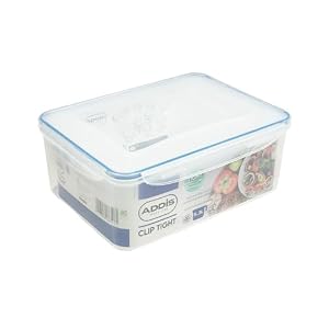 Addis Clip Tight Food Storage Container Large 5.3 Litre Rectangle Airtight Silicone Seal Containers Bpa Free Easy Locking Lid Clips, Clear Transparent