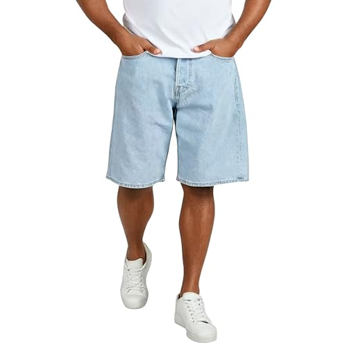 Pantalones Cortos Vaqueros de Hombre, Corte Recto, Estilo Casual, Informales, de Verano, Estilo Streetwear, elásticos, Azul Claro, Talla XX-Large