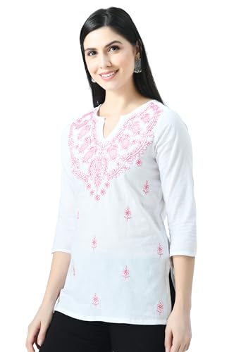 Image of QAZMI Women's Cotton Straight Embroidered Kurti