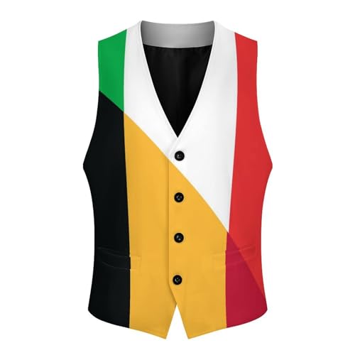 Italy And Belgium Flag Trendy Vest Suit for Men V Neck Formal Dress Waistcoat Vests Business Slim Fit3