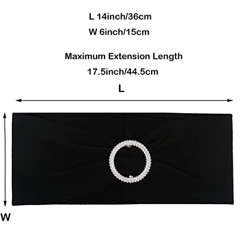 Image of Spandex Chair Sashes Bands, Black, 30PCS | Stretch Chair Ties Bows, With Buckle Slider, For Wedding Party Banquet Decoration