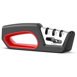 Knife Sharpener, Blade Sharpener 4 Slots,3-Stages for All Kinds of Kitchen Knives,Outdoor Knives, Pocket Knives and Scissors