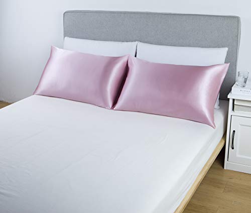 Lanest Housing Satin-Silk Pillowcase King, Pink Satin Pillowcase for Hair and Skin, Breathable, Super Soft, Cooling Pillow case King Size, Pink