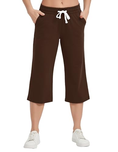 Image of SPECIALMAGIC Women Capri Pants Cotton Yoga Wide Leg Pajama Pants Capris Sweatpants Sports