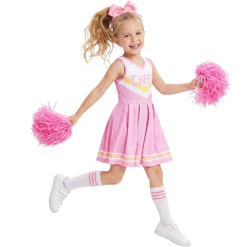 Disfraz de animadora rosa para niñas 7-8 años miniatura 1