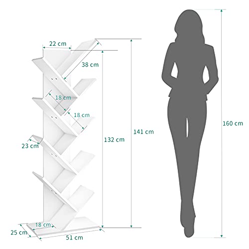 YITAHOME Libreria Scaffale Libreria in Legno Porta Libri, Moderna Autoportante Libreria CD Riviste Salvaspazio Verticale Libreria Legno Portaoggetti per Sala Camera Studio Soggiorno Ufficio, Bianco - Immagine 1