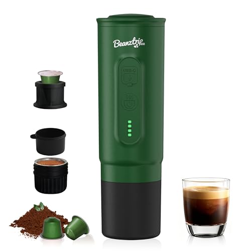 H02PRO Travel Coffee Maker, Portable Espresso Machine for Camping, 20 Bar Mini Coffee Maker Compatible with NS Capsule & Ground Coffee, Battery Operated Self-heating Car Coffee Machines for Travel