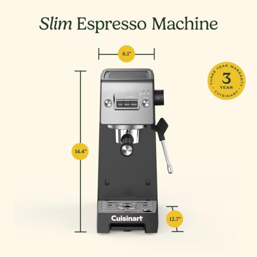 Cuisinart Espresso Bar Slim Coffee Espresso Machine, Makes Hot or Cold Cafe-Quality Beverages Including Cappuccino, Lattes, and Cold Extracted Drinks, Steam/Frothing Wand for Milk-Based Drinks,EM-160 - image 8