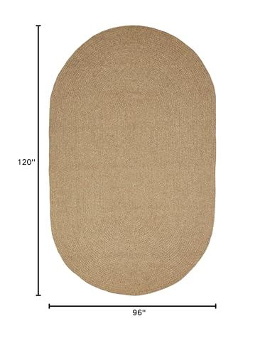 Tapete BLUENILEMILLS 8x10 Oval Latte Sintético Trenzado miniatura 3