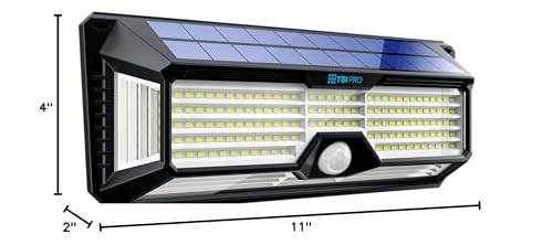 TBI Pro Solar Lights Outdoor Waterproof 298 LEDs 2500lm Ultra Bright - Security LED Motion Sensor Flood Light for Wall Garden up to 800 sq ft - 280° Wide Angle Lighting Powered 4400 mAh IP65 (1-Pack) thumbnail 8