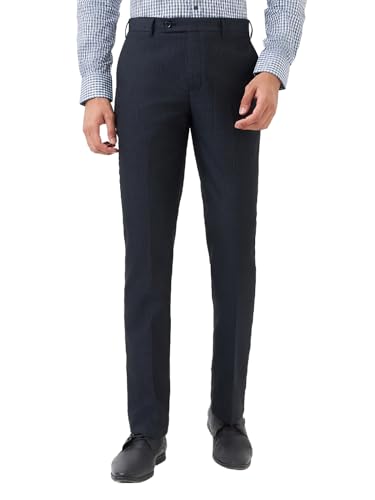 Image of Park Avenue Men Straight Neo Fit Poly Viscose Blend Structure Pattern Flat Front Formal Trouser