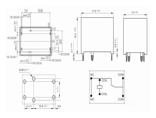 Relé ACTG1CA4A10 conmutador de 6 pines TG1-1A-6P para circuito impreso 3